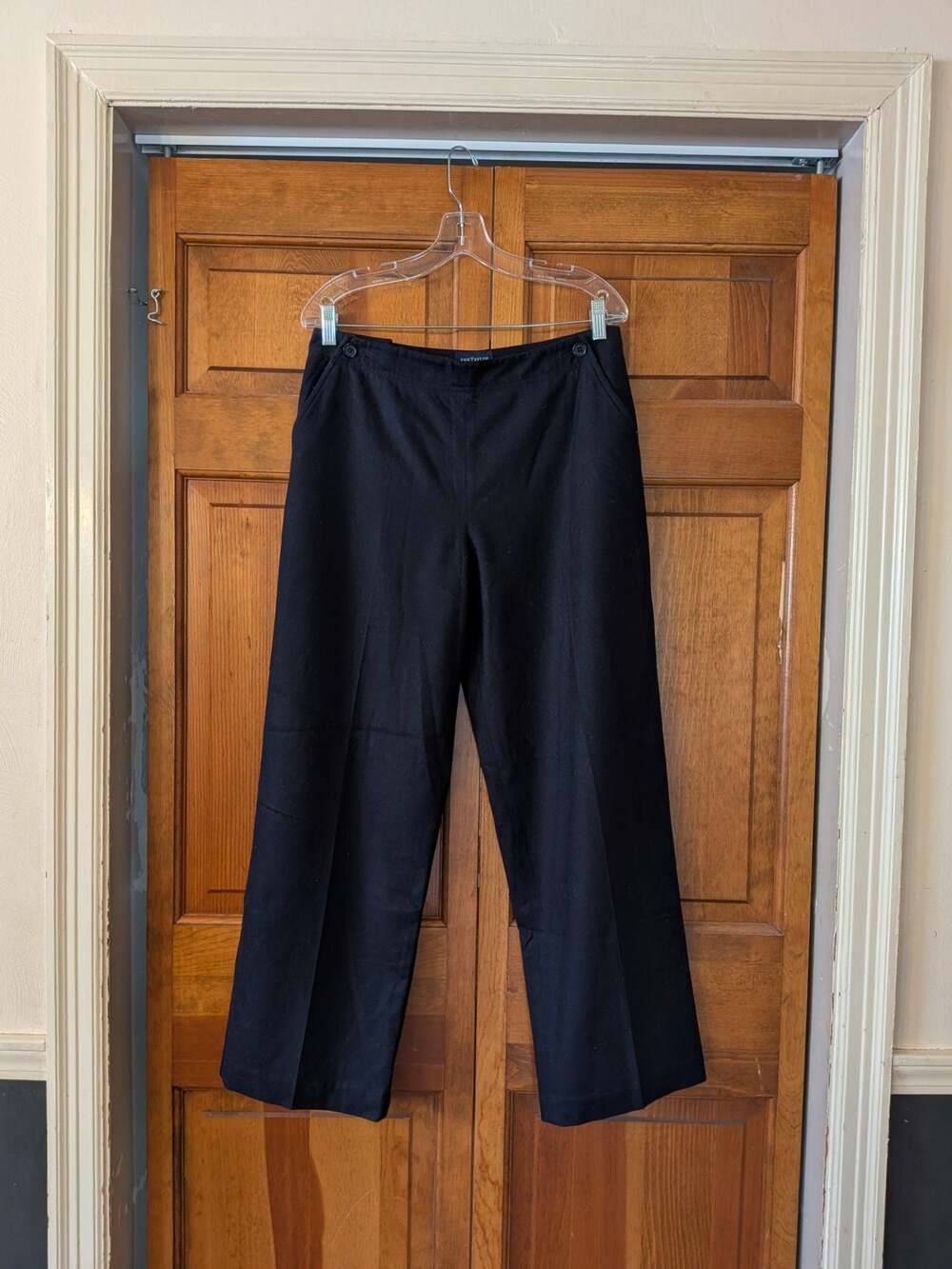Ann Taylor Petites Navy Wool Blend Wide Leg Trousers
